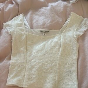 idyllwind Cottage core cream lace cap sleeve blouse S/P